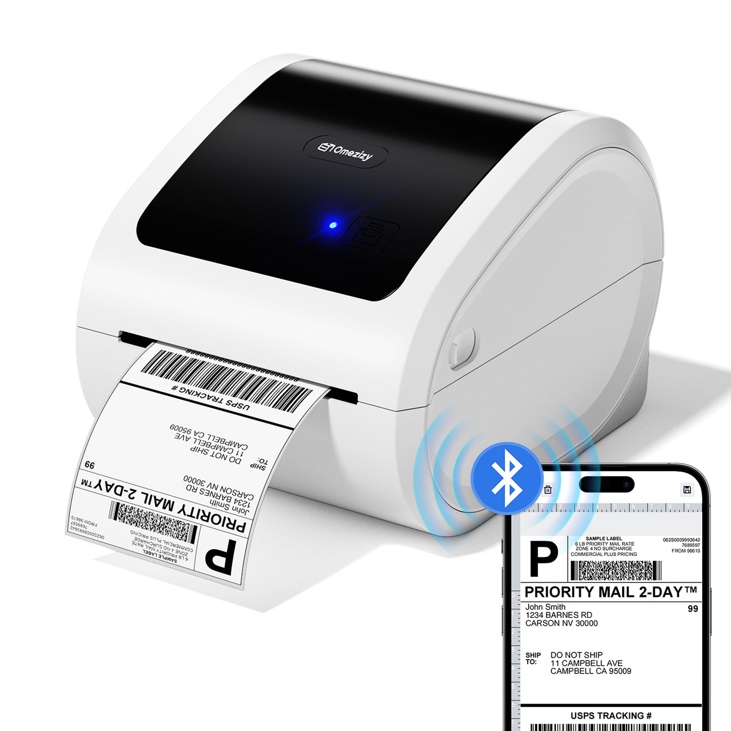 Bluetooth Shipping Label Printer 4x6 - D520BT Thermal Label Printer for Small Business, Thermal Printers with Built-in Label Holder, Compatible with USPS, Tiktok, Amazon