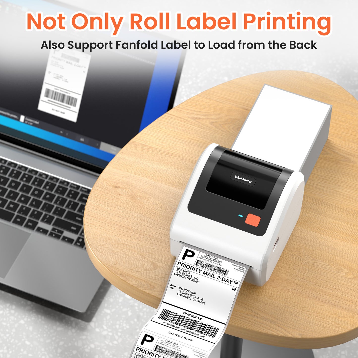 Bluetooth Thermal Shipping Label Printer - D450BT Thermal Label Printer 4x6 for Small Business & Shipping Packages, Compatible with iPhone, Android, iPad, Windows, macOS, USPS, Amazon, Tiktok