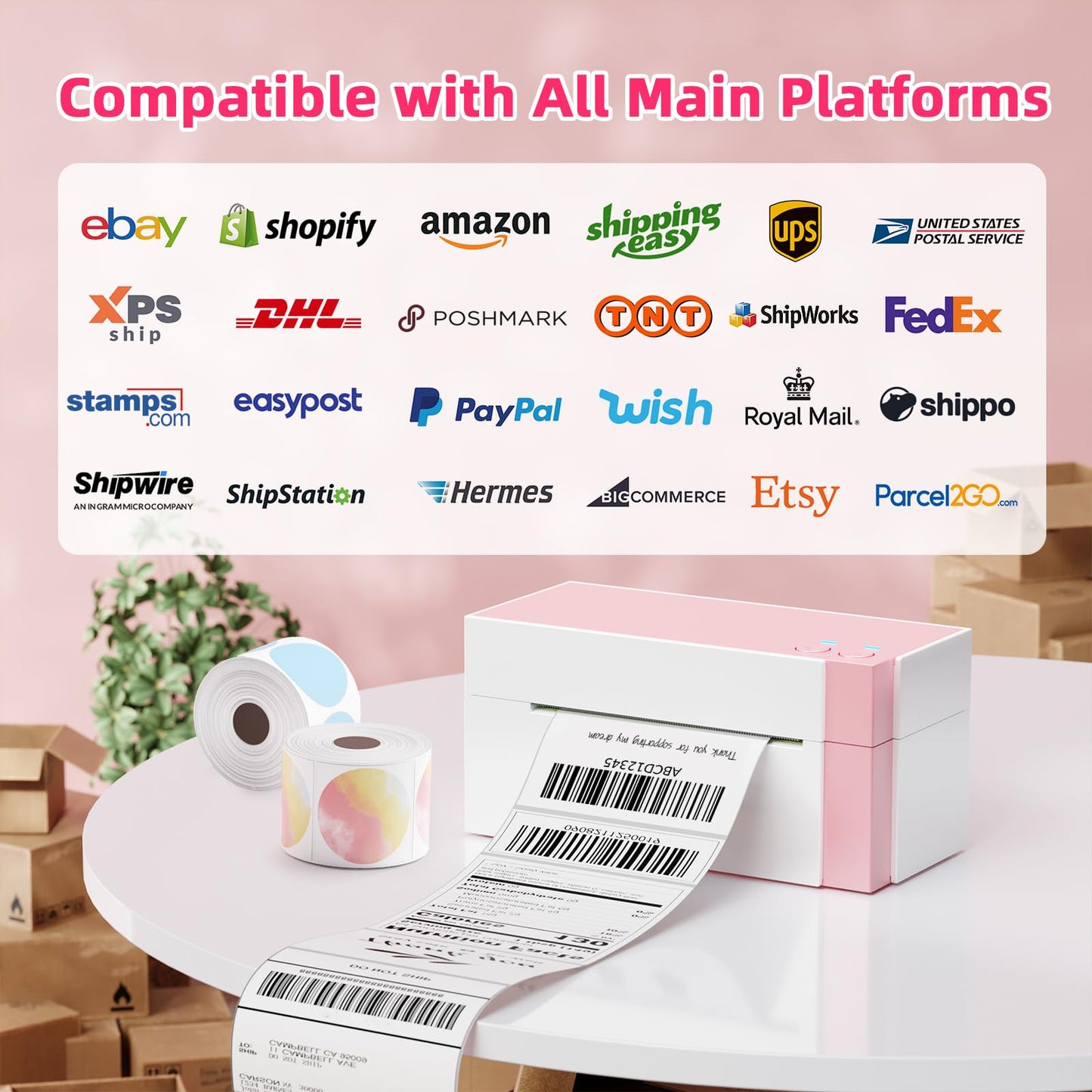 Omezizy WiFi Shipping Label Printer 4x6, 300DPI Wireless Label Printer for Small Business, WiFi Thermal Label Printer for Shipping Packages, Compatible with USPS, Shopify, Amazon