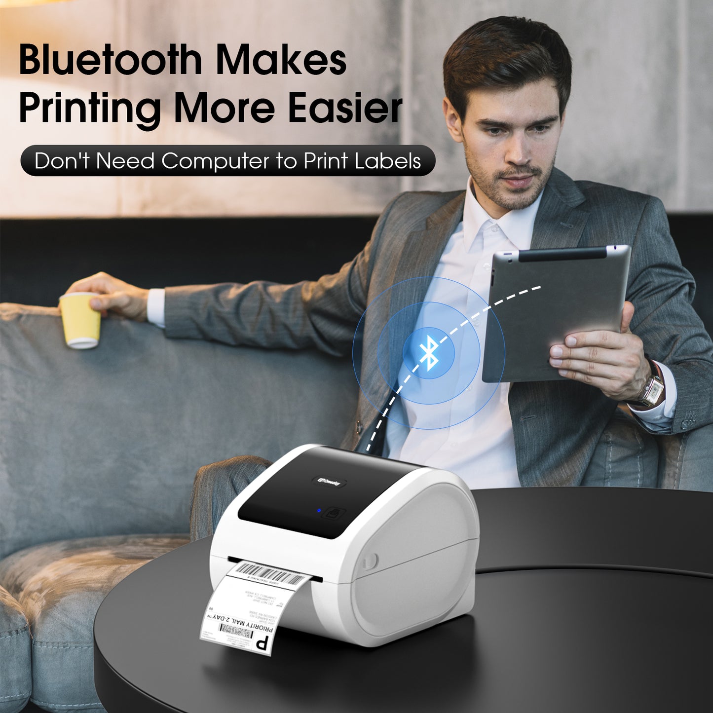 Bluetooth Shipping Label Printer 4x6 - D520BT Bluetooth Thermal Label Printer for Small Business， Shipping Packages, Compatible with USPS, Shopify, Amazon, Tiktok