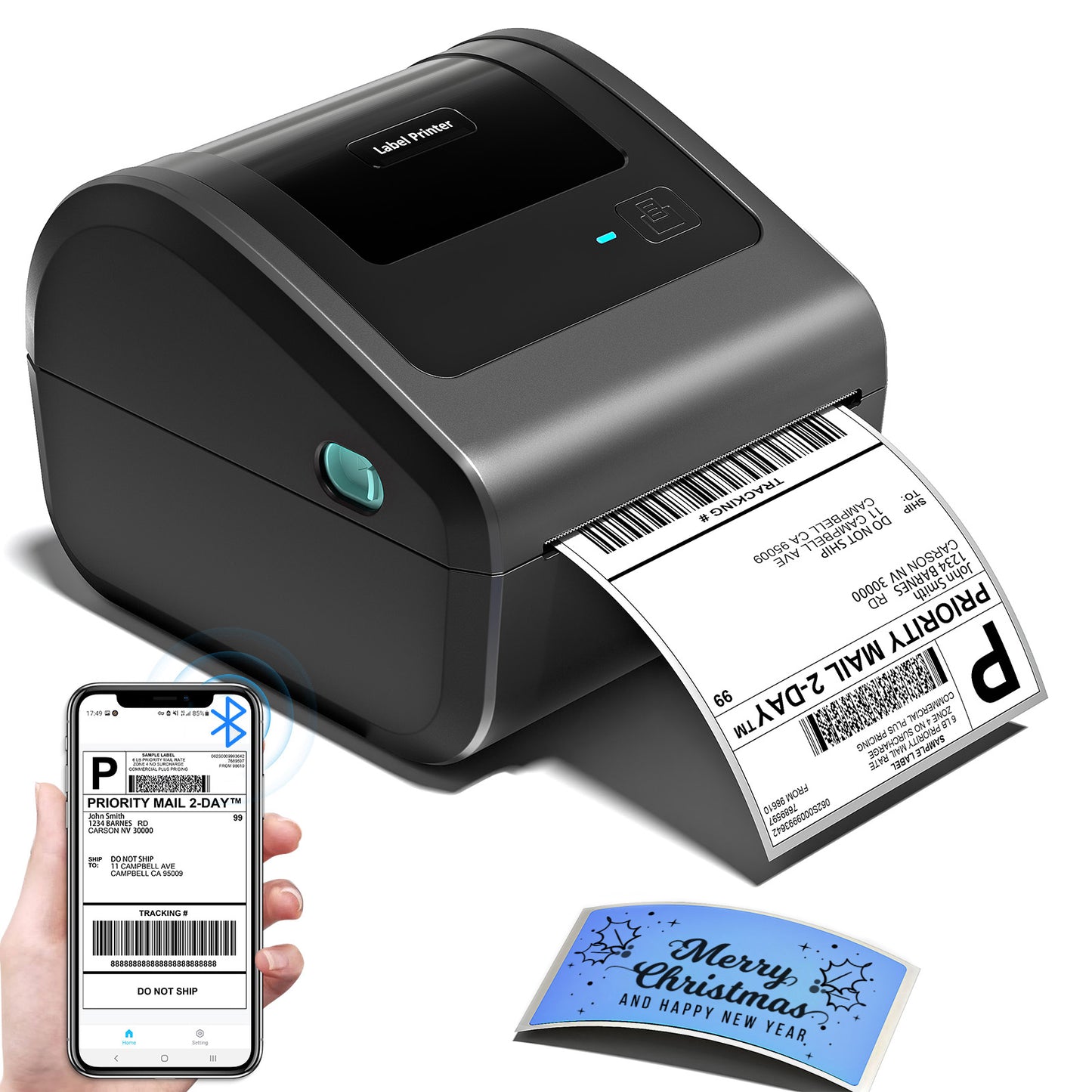 Omezizy Bluetooth Shipping Label Printer 4x6, D450BT Thermal Label Printer for Shipping Packages, Thermal Printers for Small Business, Compatible with iPhone, Android, Windows, macOS, UPS, Tiktok