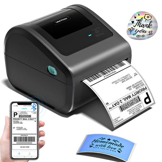 Omezizy Bluetooth Shipping Label Printer 4x6, D450BT Thermal Label Printer for Shipping Packages, Thermal Printers for Small Business, Compatible with iPhone, Android, Windows, macOS, UPS, Tiktok