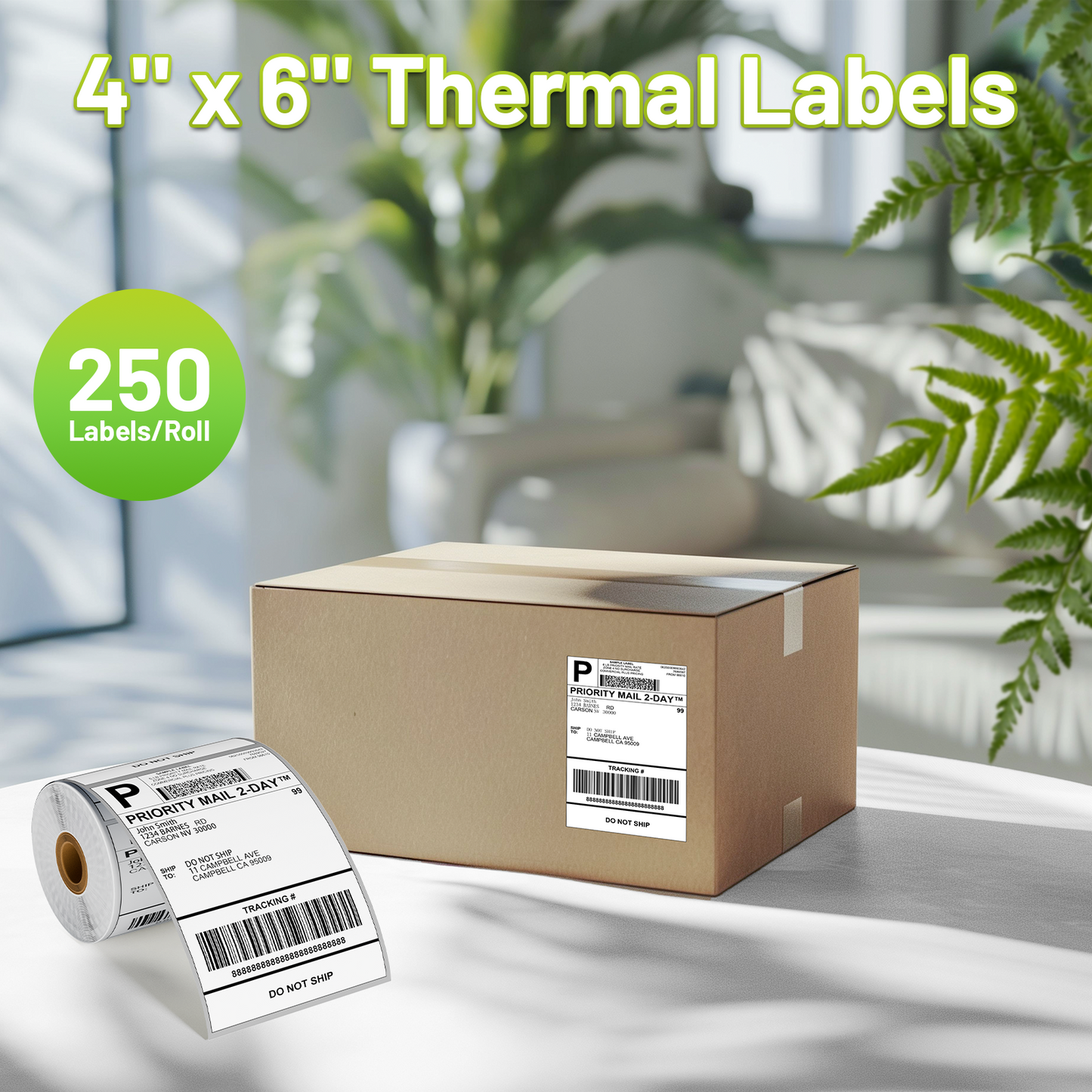 4x6 Thermal Labels, Pack of 250 4x6 Roll Shipping Labels, Compatible with JADENS, ASprink, Phomemo, Rollo, Zebra, Omezizy and Other Thermal Printers