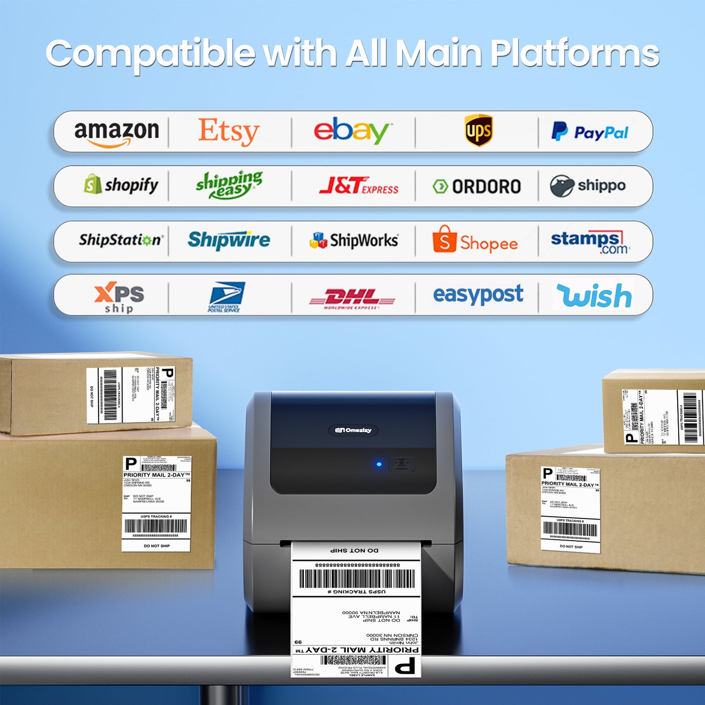 Bluetooth Shipping Label Printer 4x6 - D520BT Thermal Label Printer for Small Business, Thermal Printers with Built-in Label Holder, Compatible with USPS, Tiktok, Amazon