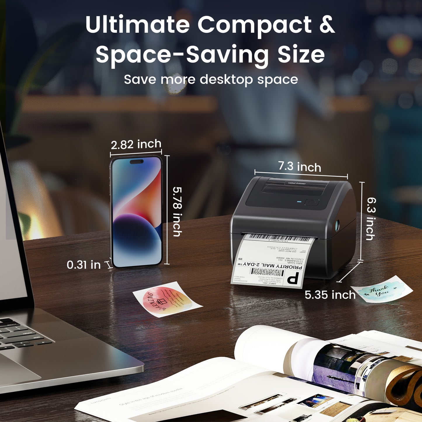 Bluetooth Shipping Label Printer with 3 Roll Labels, D450BT Thermal Label Printer 4x6 for Small Business, Thermal Printers Come with 750PCS 4x6‬ White Labels (250 Labels/Roll)