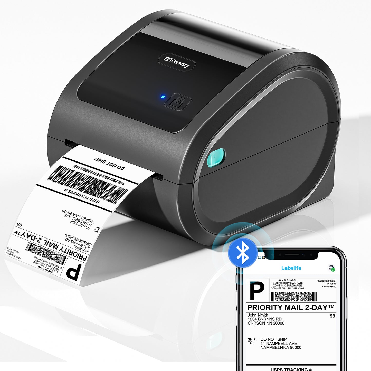 Bluetooth Shipping Label Printer 4x6 - D520BT Thermal Label Printer for Small Business, Thermal Printers with Built-in Label Holder, Compatible with USPS, Tiktok, Amazon