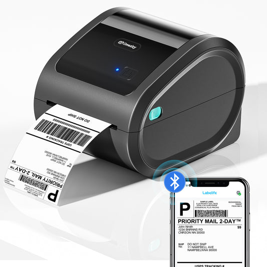 Bluetooth Shipping Label Printer 4x6 - D520BT Thermal Label Printer for Small Business, Thermal Printers with Built-in Label Holder, Compatible with USPS, Tiktok, Amazon