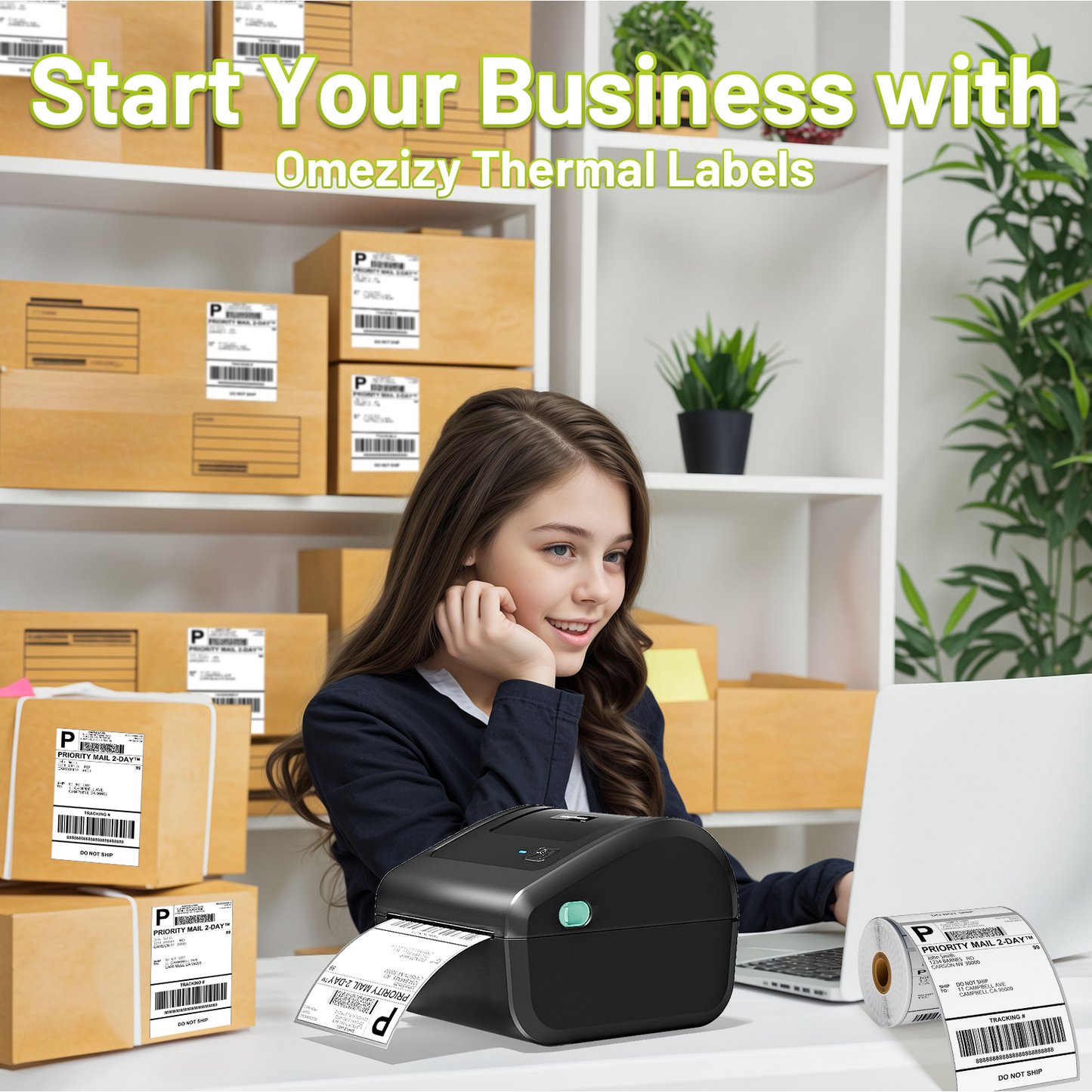 4x6 Thermal Labels, Pack of 250 4x6 Roll Shipping Labels, Compatible with JADENS, ASprink, Phomemo, Rollo, Zebra, Omezizy and Other Thermal Printers
