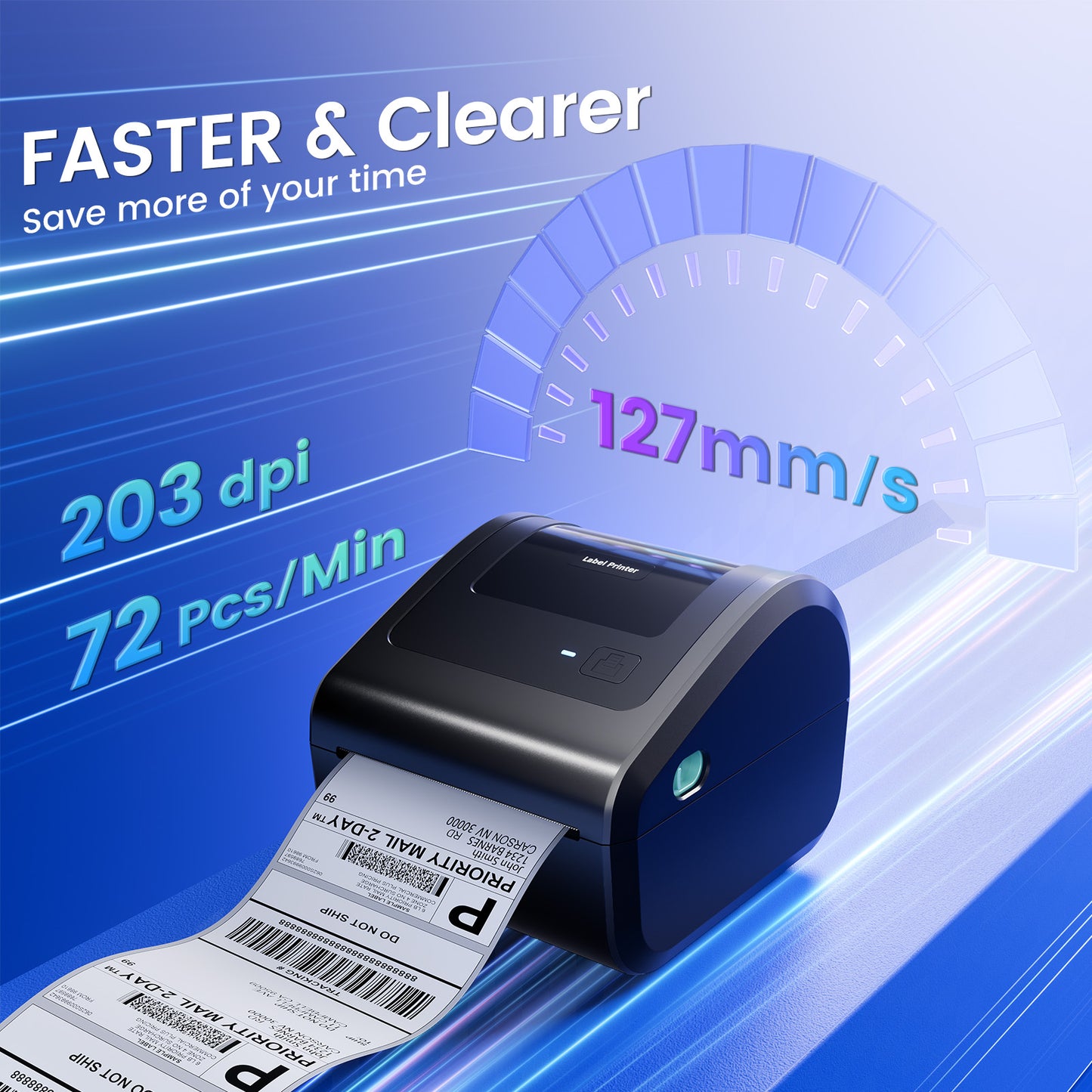 Omezizy Bluetooth Shipping Label Printer 4x6, D450BT Thermal Label Printer for Shipping Packages, Thermal Printers for Small Business, Compatible with iPhone, Android, Windows, macOS, UPS, Tiktok