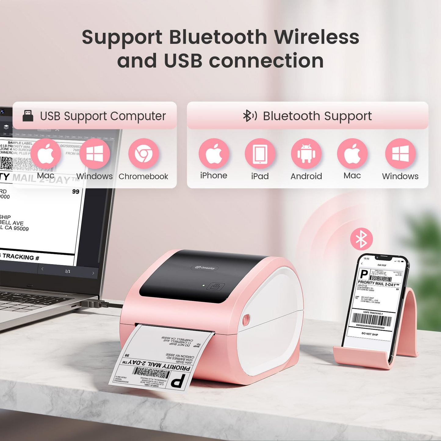 Shipping Label Printer 4x6 - Thermal Label Printer for Small Business, Shipping Packages, Home, Office, Compatible with USPS, Shopify, Amazon, Tiktok