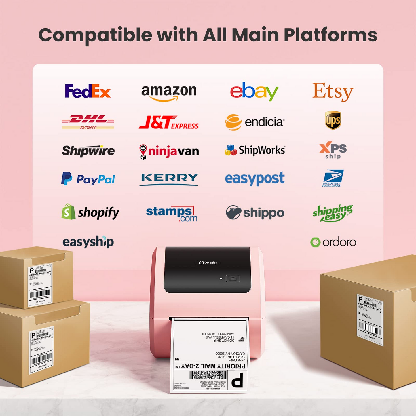 Shipping Label Printer 4x6 - Thermal Label Printer for Small Business, Shipping Packages, Home, Office, Compatible with USPS, Shopify, Amazon, Tiktok